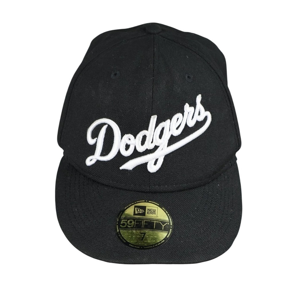Los Angeles Dodgers Hat Cap Fitted Mens 7 Black MLB Baseball 59FIFTY New Era